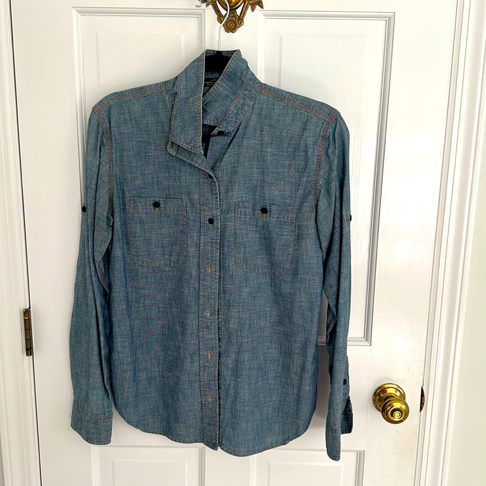Chambray button down with roll sleeves